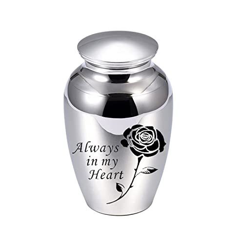 LZHLMCL Kleine Urne Für Haustiere 70Mm Kleine Andenken Urnen Für Menschliche Asche Mini Rose Urne Aluminiumlegierung Asche Andenken Memorial Aschehalter Silber von LZHLMCL