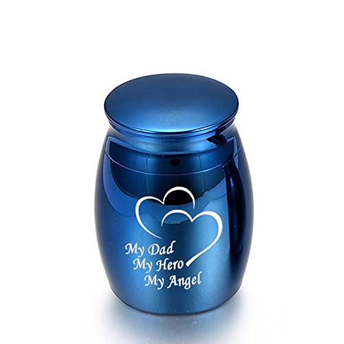 LZHLMCL Memorial Kremationto My Dad My Hero My Angel Engraved Cremation Jewelry for Ashes Memorial Jar Human Ash Urns Edelstahl Blau 45 * 70Mm von LZHLMCL