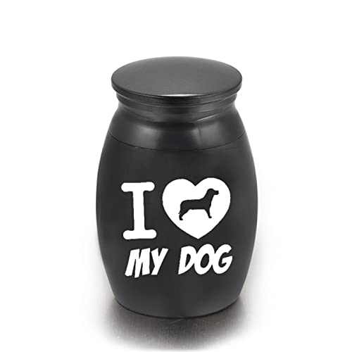 LZHLMCL Urne Hund Love My Dog Geschnitztes Liebesherz Gravur Urne Asche Hund Asche Schmuck Memorial Andenken Anhänger Schwarz 16 * 25 Mm von LZHLMCL