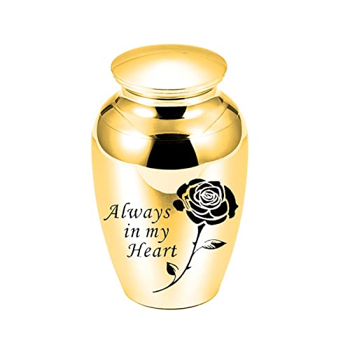 LZHLMCL Urne Mensch 70Mm Kleine Andenken Urnen Für Menschliche Asche Mini Rose Urne Aluminiumlegierung Asche Andenken Memorial Aschehalter Gold von LZHLMCL