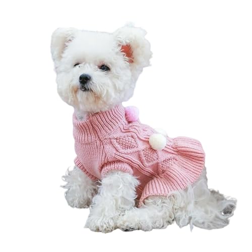 LZHUYE Hundekleidung 1 Pc Haustierbekleidung Hund Herbst Und Winter Verdickte Warme Rosa Kaffee Ball Strickpullover Pullover Kleine Mittelgroße Hunde-rosa-XL von LZHUYE