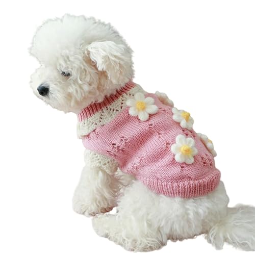 LZHUYE Hundekleidung Hundekleidung Hund Winter Warmes Schweißhemd Blume Pyjamas Pullover Für Kleine Hund-rosa-XL von LZHUYE