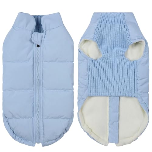 LZHUYE Hundekleidung Winter Haustierhundjacke Winddicht Warme Hunde Kleidung Für Kleine Mittelgroße Hunde Katzen Welpe Down Mantel Chihuahua-blau-XL von LZHUYE