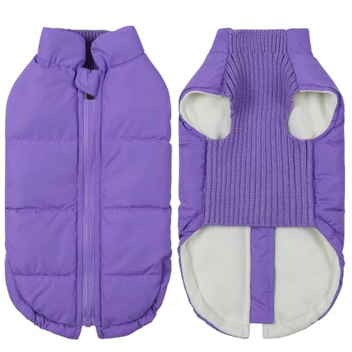 LZHUYE Hundekleidung Winter Haustierhundjacke Winddicht Warme Hunde Kleidung Für Kleine Mittelgroße Hunde Katzen Welpe Down Mantel Chihuahua-lila-l von LZHUYE