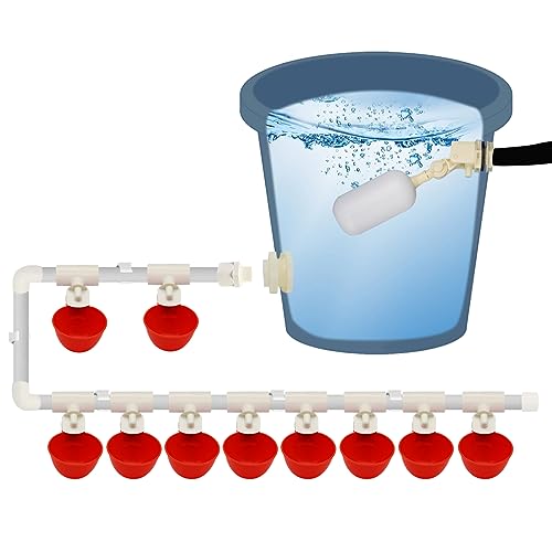 Hühnertrinker-Set, 10 Stück DIY Hühnerwasserspender, Mit T-Stück, Auftriebsventil und diversem Zubehör, Wassertränke Hühner Geflügeltränke für Vogel,Wachtel,Taube,Huhn von LZLUCKCOME