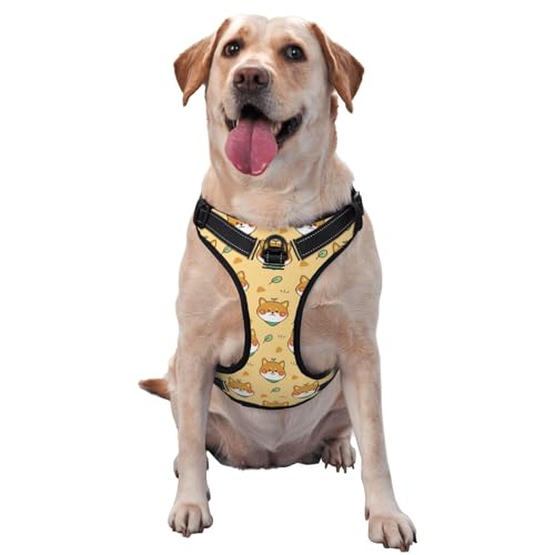Atmungsaktives und verstellbares Hundegeschirr mit Leine, Blatt-Cartoon-Hundegeschirr für große, mittelgroße und kleine Hunde von LZNJZ