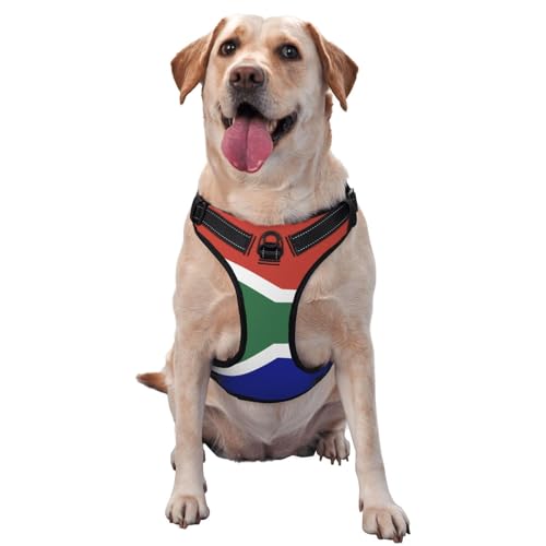 Atmungsaktives und verstellbares Hundegeschirr mit Leine, südafrikanische Flagge, Hundegeschirr für große, mittelgroße und kleine Hunde von LZNJZ