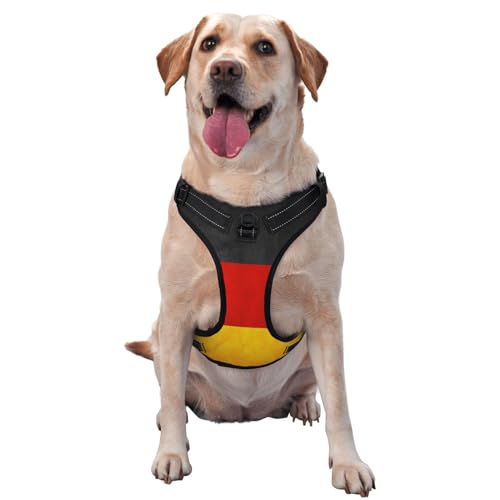 Hundegeschirr, atmungsaktiv und verstellbar, ohne Leine, deutsche Flagge, Hundegeschirr für große, mittelgroße und kleine Hunde von LZNJZ