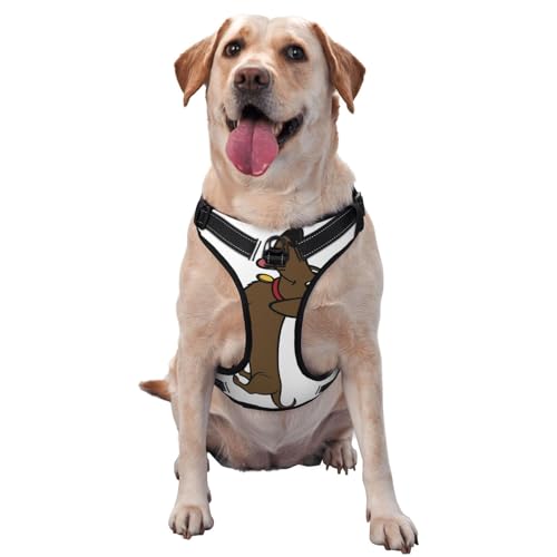 Hundegeschirr mit Leine, atmungsaktiv, verstellbar, lang, Cartoon-Design, für große, mittelgroße und kleine Hunde, Braun von LZNJZ
