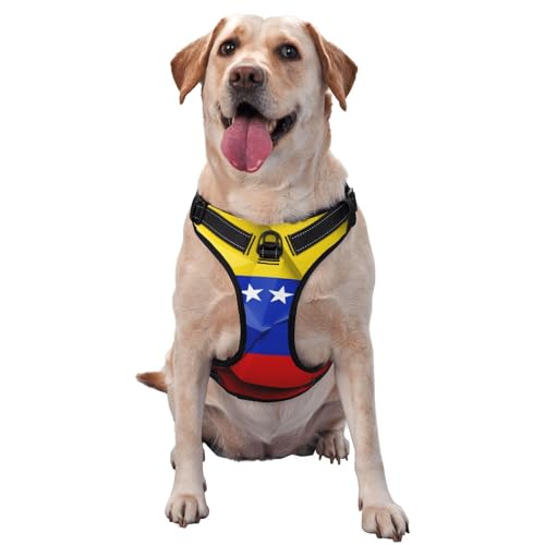 Hundegeschirr mit Leine, atmungsaktiv und verstellbar, mit venezolanischer Flagge, Hundegeschirr für große, mittelgroße und kleine Hunde von LZNJZ