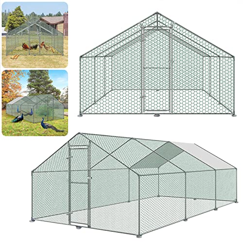 LZQ Large Metal Chicken Coop Chicken Run Walk-in Poultry Cage with Waterproof Cover for Outdoor Chicken, Duck Coops and Rabbit Runs 3 x 6 x 2 m von LZQ