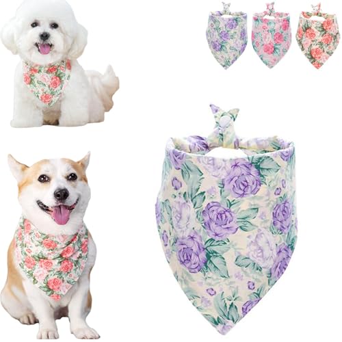 Hundehalstuch, dreieckig, weich, atmungsaktiv, Polyester, wendbar, Rosenblüte, waschbar, Weihnachtsschal, Lätzchenband von LZYWOD