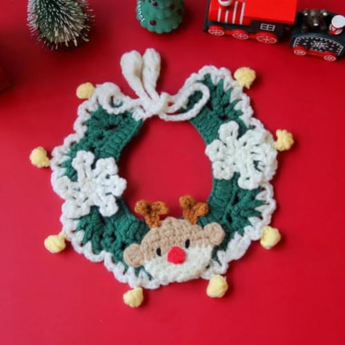 LZYWOD Weihnachtstuch, Weihnachtstuch, handgefertigt, verstellbar, gestricktes Halsband, Kni-Kostüm-Zubehör für Haustiere von LZYWOD