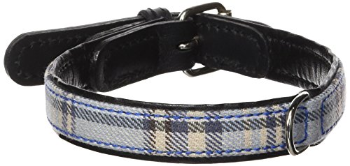 La Cinopelca Hundehalsband Hundehalsband Leder und Canvas Tartan, handgefertigt von Petego