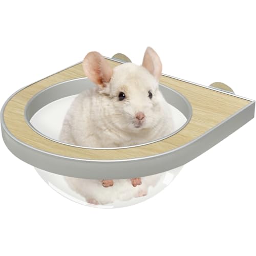 La La Pet® Chinchilla Holzkapsel für Käfigregal, transparente halbkugelförmige Hängematte für Hamster, Eichhörnchen, Zuckergleiter, Käfigzubehör für kleine Haustiere, weiße Birke von La La Pet