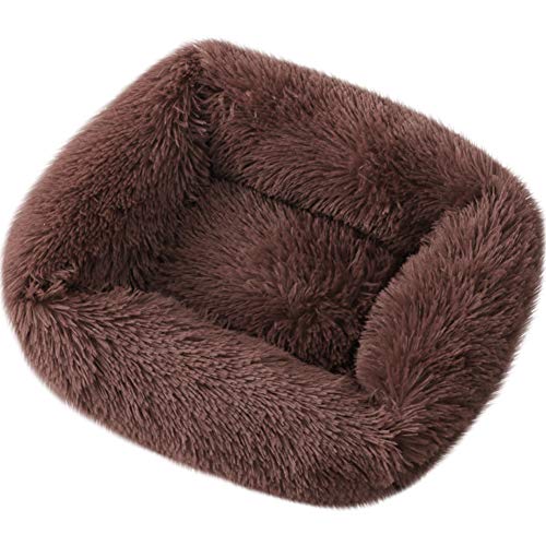 La La Pet® Donut Hund Katzenbett Gemütliche Höhle Haustierbett Burrow Hundebett Beruhigend Kuddler Selbstwärmendes Haustierbett Weiches Plüsch Haustierkissen Verbesserter Schlaf für Katzen Kleine Mittlere Hunde Kaffee M von La La Pet