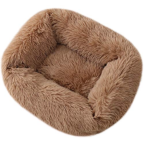 La La Pet® Donut Hund Katzenbett Gemütliche Höhle Haustierbett Burrow Hundebett Beruhigend Kuscheltier Selbstwärmendes Haustierbett Weiches Plüsch Haustierkissen Verbesserter Schlaf für Katzen Kleine Mittlere Hunde Braun L von La La Pet