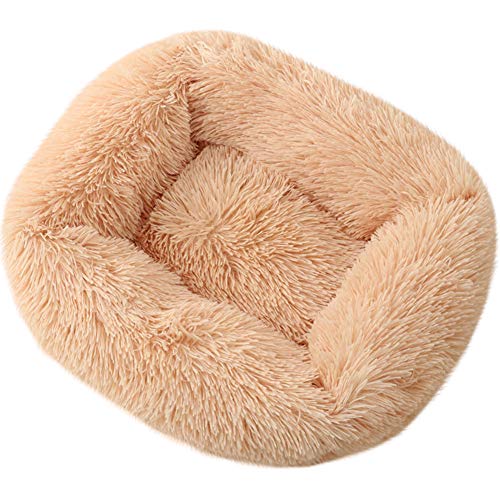 La La Pet® Donut Hund Katzenbett Gemütliche Höhle Haustierbett Burrow Hundebett Beruhigende Kuscheltier Selbstwärmendes Haustierbett Weiches Plüsch Haustierkissen Verbesserter Schlaf für Katzen Kleine Mittlere Hunde Khaki S von La La Pet