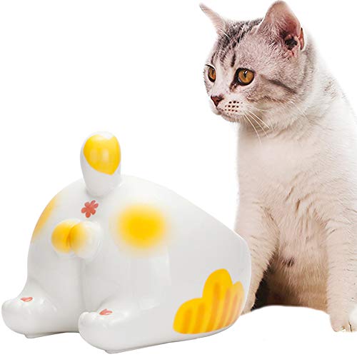 La La Pet® Schräge Butt Shaped Keramik Pet Food and Water Bowl Raised Cat Dish Elevated Cat Feeder Kitten Food Container for Indoor and Outdoor (Orange Cat) von La La Pet