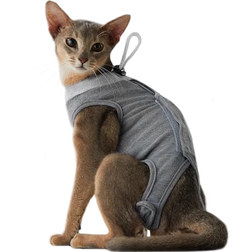 La La Pet® Verstellbarer Katzen-Operationsanzug, schützendes Kätzchen, chirurgischer Genesungsanzug, männlich, Anti-Lecken, Körper-Erholungs-Shirt, atmungsaktiver Katzen-Einteiler für Katzen nach von La La Pet
