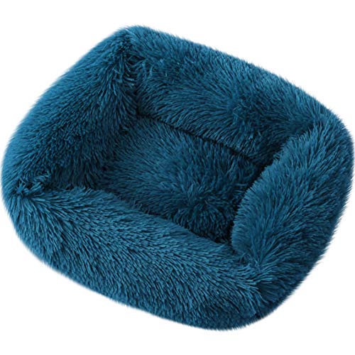 La La Pet Donut Hunde- und Katzenbett, gemütlich, Höhle für Haustiere, Bett mit beruhigendem Kuscheltier, selbstwärmendes Haustierbett, weiches Plüsch-Haustierkissen, blau, XS von La La Pet