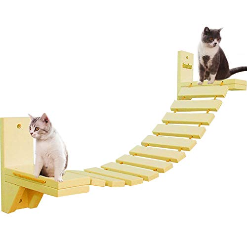 La La Pet Wandmontierte Katzen-Leiter-Brücke mit 2 festen Halterungen, Holz, Katzen-Sitzstange, Mod, Katzen-Lounge-Hängematte, Katzenhaus, Aktivitätsmöbel, Katzen-Kletterbaum, Katzen-Wolken-Regal von La La Pet