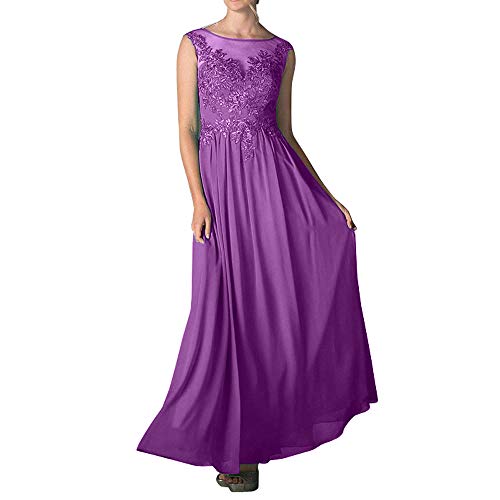 La_mia Braut Elegant Hundkragen Spitze Abendkleider Brautmutterkleider Fuer Hochzeits Promkleider Lang-40 Violett von La_mia Braut