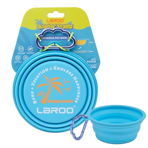 Großer Hundenapf Faltbar, 800 ml Faltbare Hundereisenäpfe, tragbarer Hundewasserfutternapf,Haustier-Katzen-Futterbecher für Reisen, Wandern (blue) von LaRoo