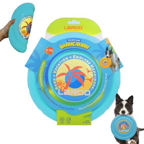 LaRoo Fliegenscheibe für Hunde, 24 cm, bissfest, schwimmend, interaktives Wurfspielzeug, Kauspielzeug für Training, Sommer, Party, Schwimmen, Outdoor-Spielen, Welpen, mittelgroße und große Hunde, von LaRoo