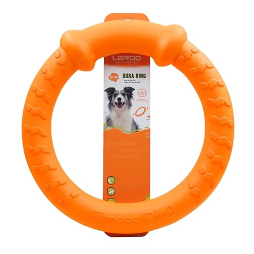 LaRoo Hunde Frisbee,Hundefitness Ring,Unzerstörbare Float Hunde Disc Flugscheibe Spielzeug,Sommer Pet Training für Große Hunde (Orange) von LaRoo