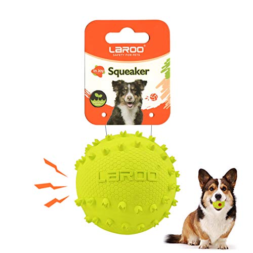 LaRoo Hundespielzeug Hundeball Squeaker, Langlebiges Naturkautschuk Hund Fußball, Quietscher Werfen Hundebälle, Kauspielzeug für Kleine & Große Hunde (6.5CM Grün) von LaRoo