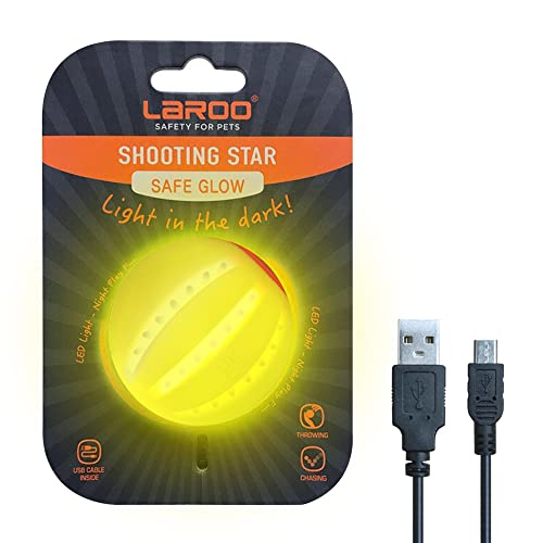 LaRoo Ball für Hunde, Hundespielzeug Ball Silikon Leuchtendes LED Hundeball mit USB Wiederaufladbarem Glühen in der Dunkelheit Hund Ball Zähne Reiniger Training Kugel für Hunde Spielen (Gelb) von LaRoo