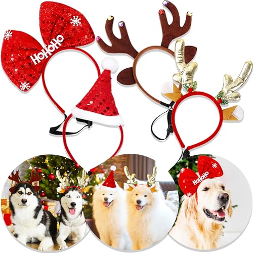 LaVenty Hund Rentier Kostüm Rentier Haarreif Rentiergeweih Haarreif Weihnachtsaccessoires Dog Weihnachtsdeko Kopfschmuck von LaVenty