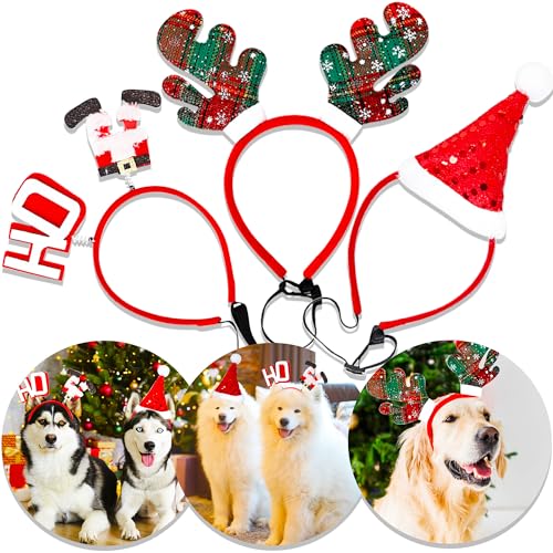 LaVenty Hund Weihnachtsgeweih Haarreif Dog Rentier Kostüm Rentier Haarreif Rentiergeweih Haarreif Weihnachtsaccessoires Damen Weihnachtsdeko Kopfschmuck von LaVenty