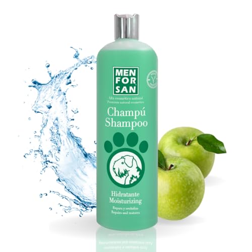 MENFORSAN Feuchtigkeitsshampoo für Hunde | Spendet Intensive Feuchtigkeit | Sorgt für Glanz | Revitalisiert und repariert | Beseitigt schlechte Gerüche | Apfel | 1L von Menforsan