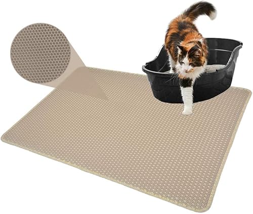 Labstandard Katzenklo Matte Streufangmatte Waben-Doppelschicht-Design Wasserdichtes Urinbeständiges Material Große Löcher Katzentoilettenvorleger Waschbar Matte Unter Katzenklo Vorleger (40 * 50CM) von Labstandard