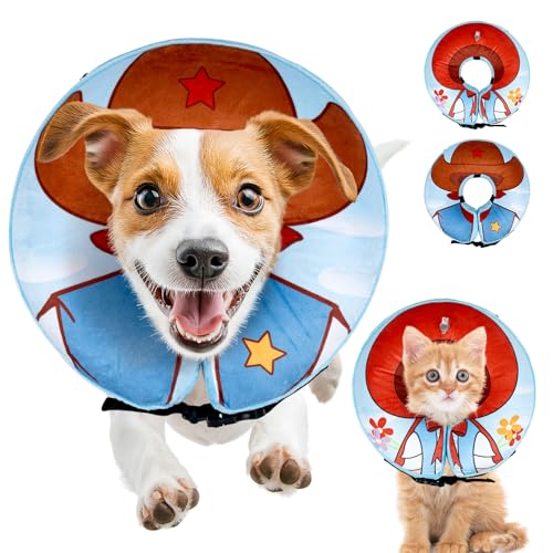 Ladadee Aufblasbares Hundekegel-Halsband Alternative nach Operationen, Genesungs-Donut-Halsband für Katzen (doppelseitiges Muster-2, S (Halsumfang 22,9 cm - 30,5 cm) von Ladadee