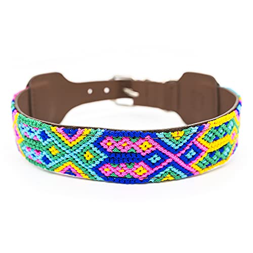 Ladran Gaucho Hundehalsband, Anhänger, Handgefertigt, hochwertige Materialien, robuste Schnalle, Größe XS-S-M-L-XL, Grün, Gelb, Blau, Rosa, Himmelblau, für kleine Hunde von Ladran Gaucho