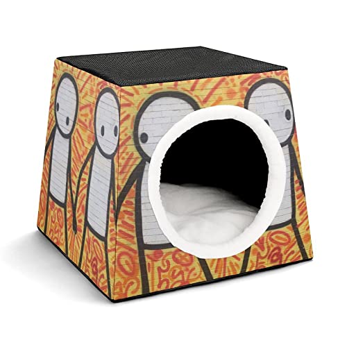 Personalisiertes Katzenhaus Katzenbett Bedruckte Katzenwürfel Katzenhöhle für Kleintiere mit Abnehmbarem Matte Einfache Stroke-Männer von LafalPer