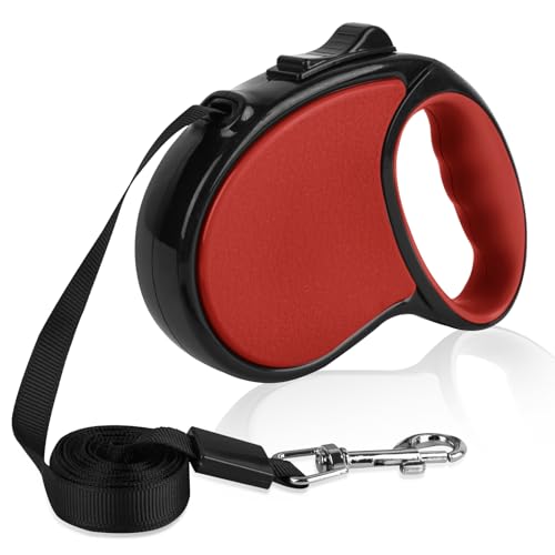 LaifuTu Hundeleine 5m，hundeleine kleine Hunde leicht, rollleine für Hunde，Hunde Leine，Dog Leash, hundeleine mittelgroße Hunde, Rutschfester mit bequemen Griff (Rot) von LaifuTu