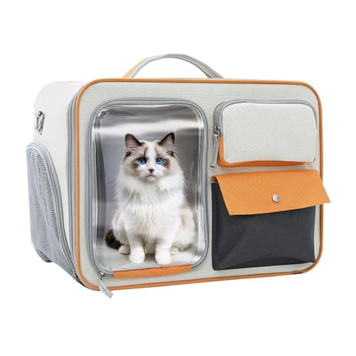 LaifuTu katzentransportbox, hundetransportbox, Faltbare katzenkorb, Transportbox Hund mit Reisetasche, hundetragetasche bis 17kg von LaifuTu