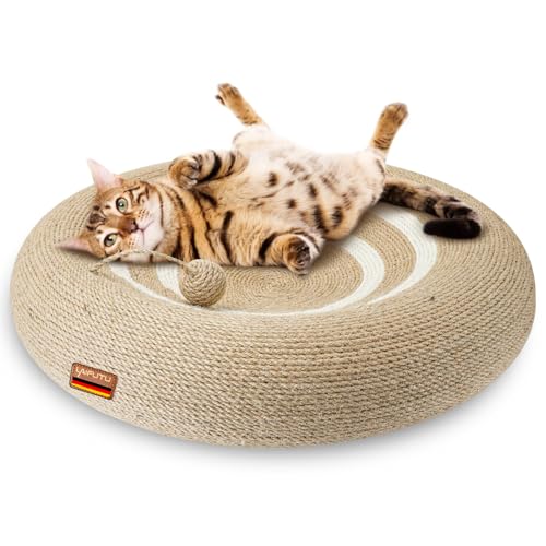 LaifuTu 3 In 1 Katzenbrett, Spielzeug mit Bällen, Kratzbrett Naturbelassener Sisal, Katzen Kratzpappe Runde Multifunktion, Kratzbretter Katze, Katzen Zubehör Gute Angewohnheiten Entwickeln(50x50x13CM) von LaifuTu