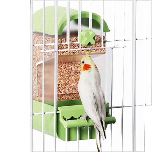 Automatischer Vogelfutterstation, Futterspender Vögel Hängend, No-MES-s Vogelfutterspender Zum Aufhängen, Transparent Acryl Automatischer Futterspender Vögel Für Wellensittiche, Sittiche, Grün von Lainiaoly