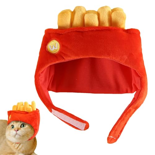 Lainiaoly Haustier-Hamburger-Hüte, Katzen-Pommes-Mütze, Verstellbare Katzenmütze, Weihnachts-Cosplay-Kostüm, Lustiges Kostüm, Hunde- Und Katzenhüte, Weiches Plüsch-Haustierkostüm Für Kätzchen, Katzen von Lainiaoly