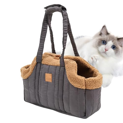 Lainiaoly Winterwarme Katzen- Und Hundetragetasche, Katzentrage-Handtasche, Atmungsaktives Design, Tragbare Haustiertrage, Leichte Haustier-Tragetasche Für Katzen, Kleine Hunde, Einkaufen, Wandern von Lainiaoly