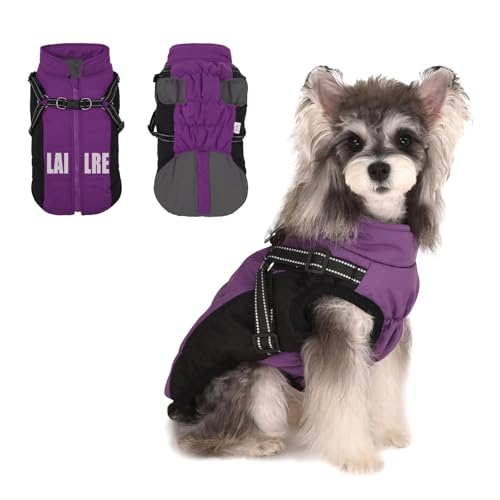 Lairle Hundemantel Hundejacke Hund Wintermantel wasserdichte Hundemantel Hundegeschirr Mantel Kleiner Hundemantel Winter Hundemantel mit Geschirr für kleine mittlere große Hunde von Lairle