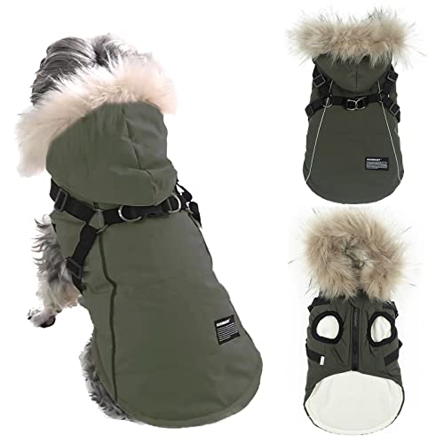 Lairle Hundemantel Winter Hundejacke Hundeweste Kleidung Hundegeschirr Mantel Kleines Hundegeschirr Welpenweste Geschirr Winterhundemantel mit Geschirr für kleine mittelgroße Hunde von Lairle