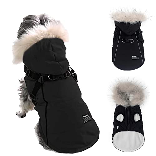 Lairle Hundemantel Winter Hundejacke Hundeweste Kleidung Hundegeschirr Mantel Kleines Hundegeschirr Welpenweste Geschirr Winterhundemantel mit Geschirr für kleine mittelgroße Hunde von Lairle