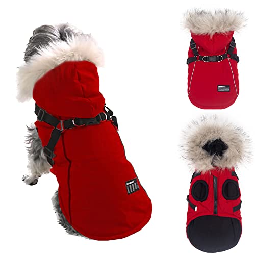 Lairle Hundemantel Winter Hundejacke Hundeweste Kleidung Hundegeschirr Mantel Kleines Hundegeschirr Welpenweste Geschirr Winterhundemantel mit Geschirr für kleine mittelgroße Hunde von Lairle