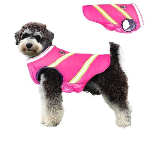 Lairle Hundemantel wasserdichte Hundemäntel Winter Hundejacke Weste Kleidung Reflektierende verstellbare Hundemantel mit eingebautem Geschirr für kleine mittlere große Hunde von Lairle